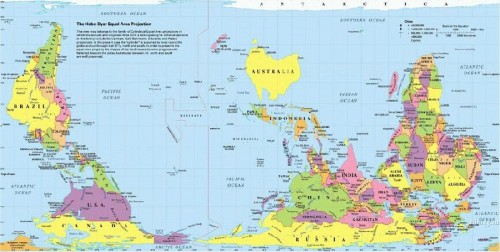 World map by Australia