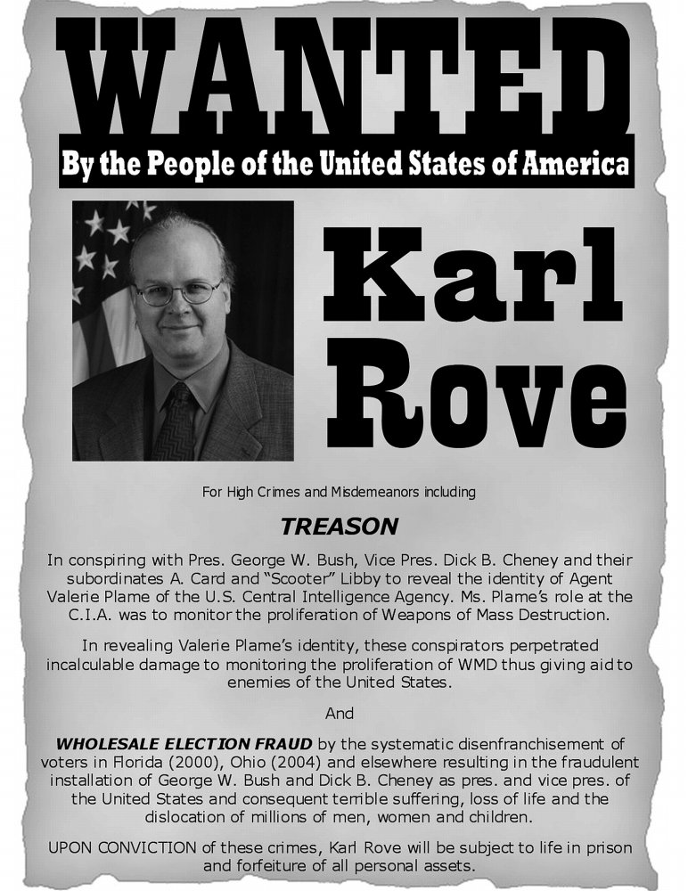 Wanted Karl Rove « MyConfinedSpace