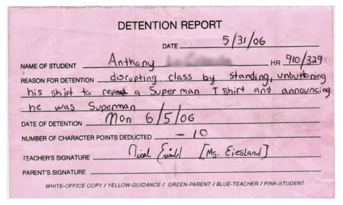 Superman Sent To Detention