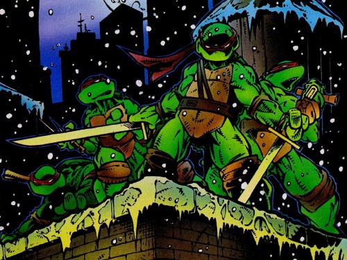 The Teenage Mutant Turtles in the snow