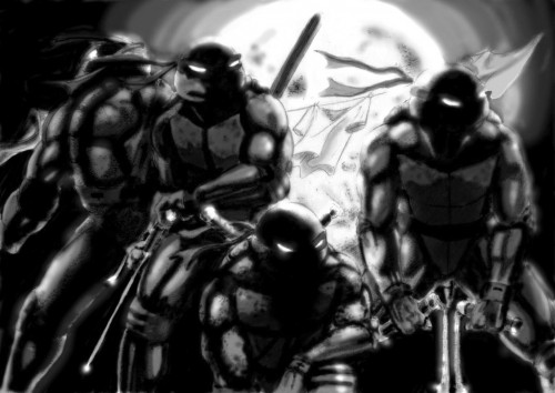 TMNT in black and white
