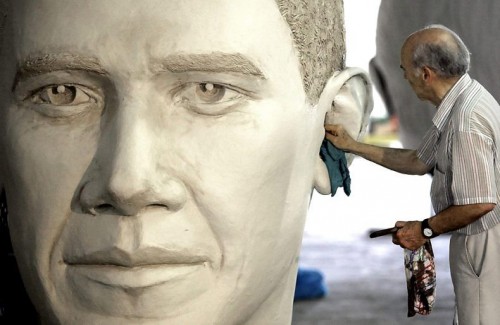 cleaning obama's giant ear