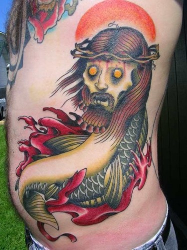 zombie jesus fish tattoo