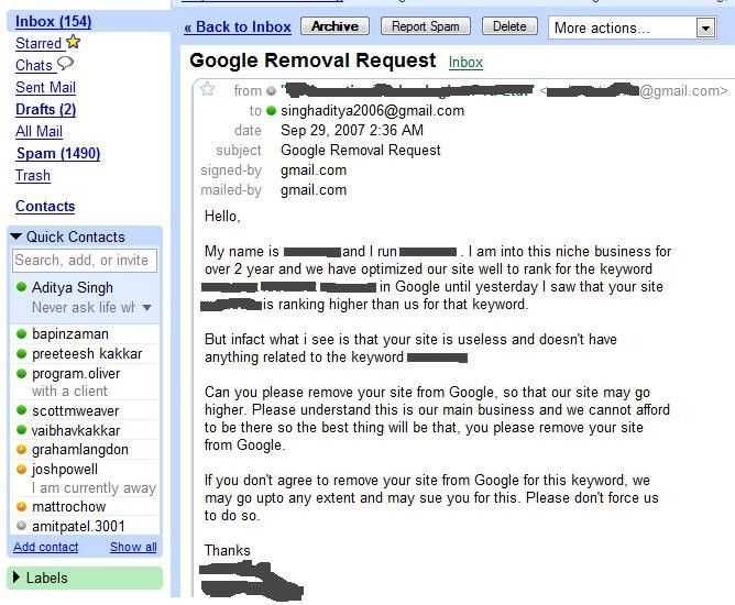 Google Removal Request - MyConfinedSpace