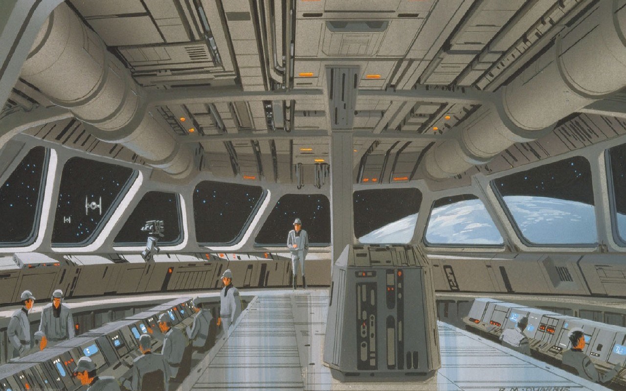 star wars concept art – star destroyer control deck
