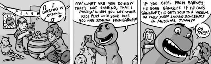 barney says that sharing is piracy