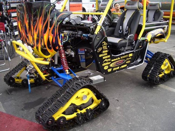 snow tracked golf cart
