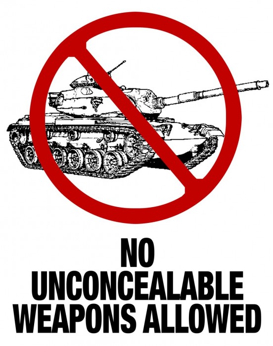 no unconcealable weapons allowed