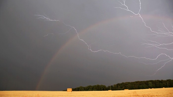 Summer Storm, Lightning and Rainbow