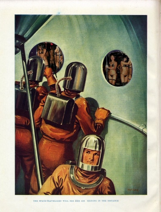 spacemen looking through the portal