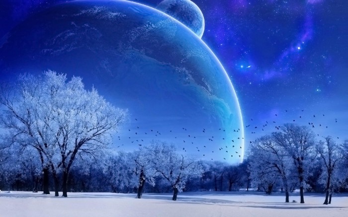 blue planets on the horizon