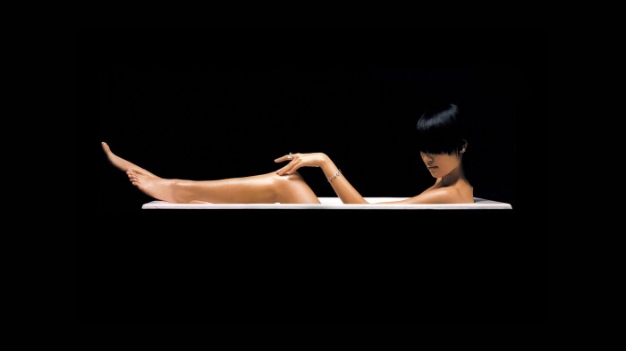 black asian in tub