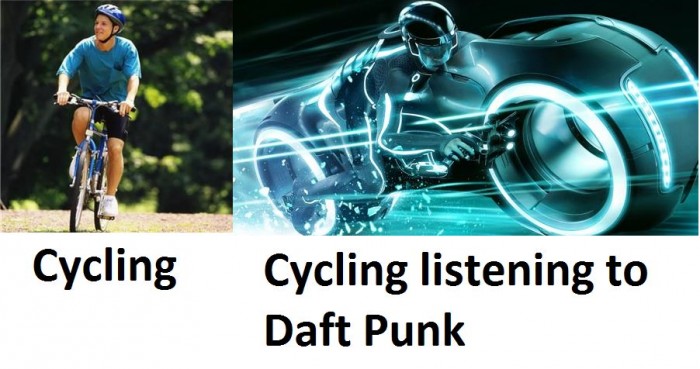 cycling listening to daft punk