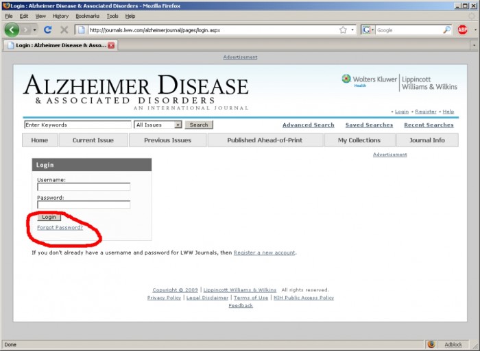 alzheimers disease password
