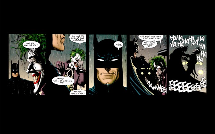 batman and joker share a laugh