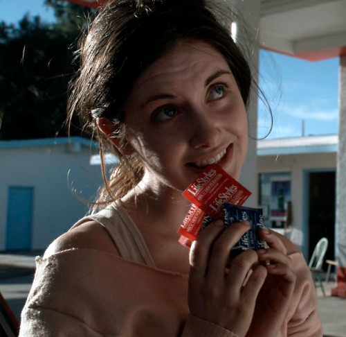 Alison Brie - with condoms in her mouth