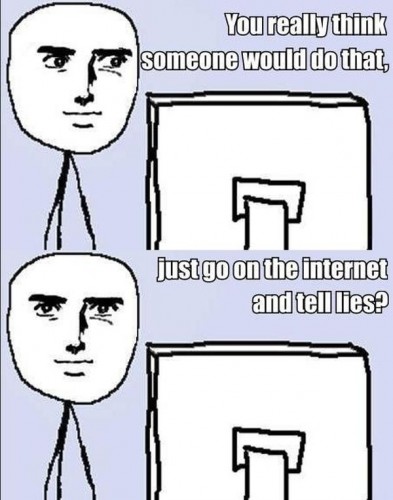 go on the internet and tell lies