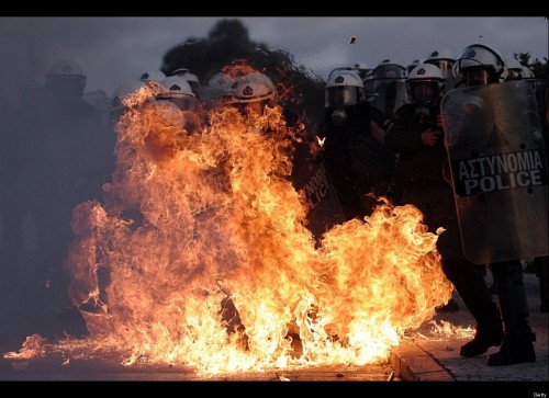 greek police on fire
