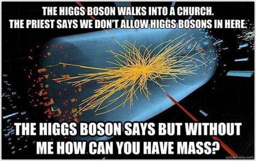 higgs boson walks into a church