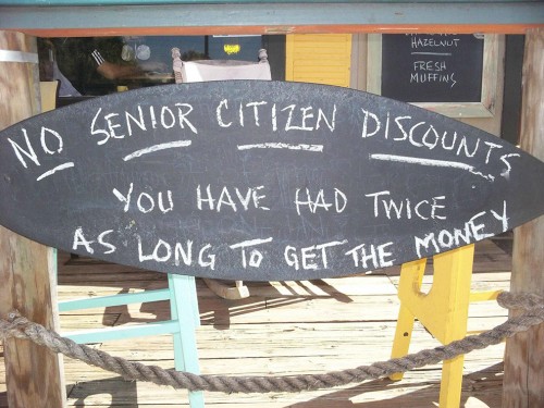 no senior citizen discounts