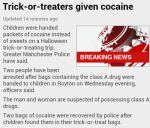trick or treaters given cocaine