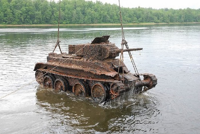 rusted up tank in a lake.jpg