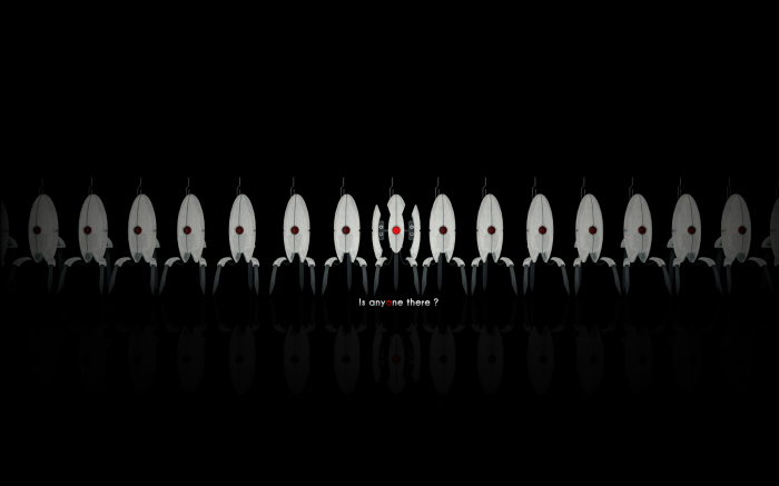 Is anyone there - Portal Turret Wallpaper.png