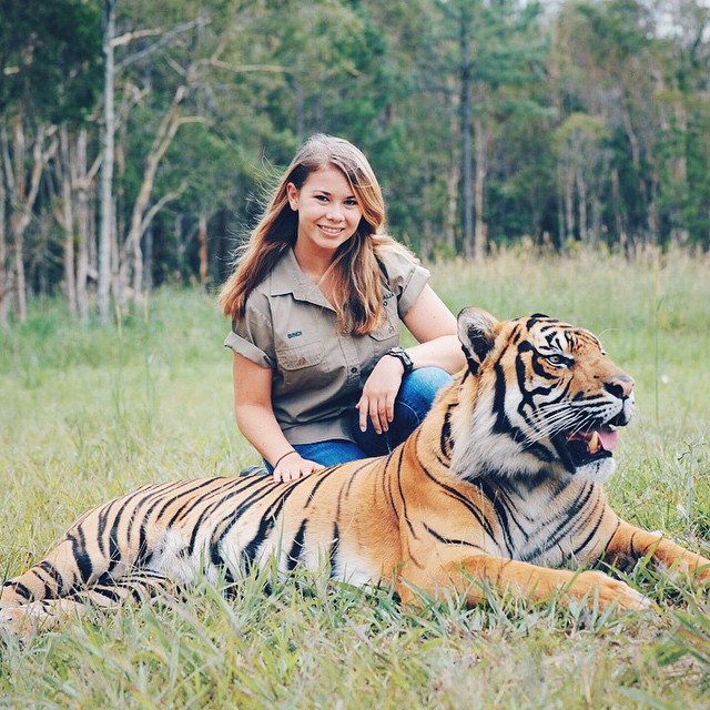 Bindi Irwin with a Bengal Tiger.jpg