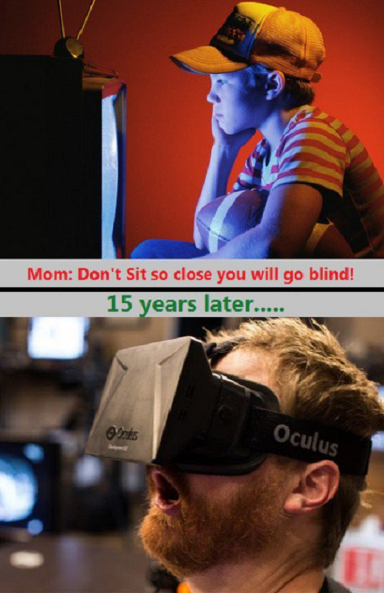 Sitting closer. Sitting closer to. Facebook Oculus meme. Facebook eat Oculus meme.