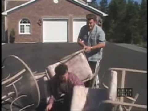 Ricky takes the garbage to the curb