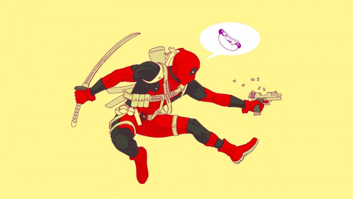 Deadpool shooting and talking about hot dogs.jpg