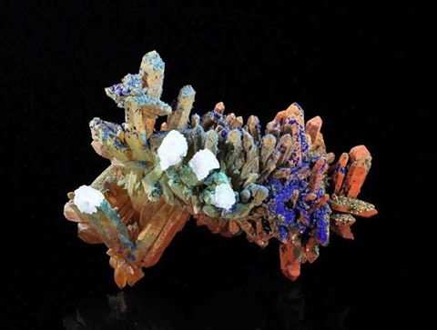 quartz-azurite-malachite-gypsum