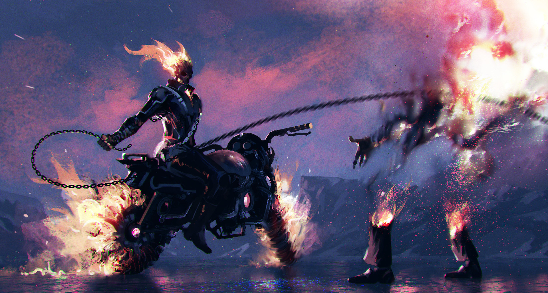 Ghost Rider on a motorcycle - MyConfinedSpace