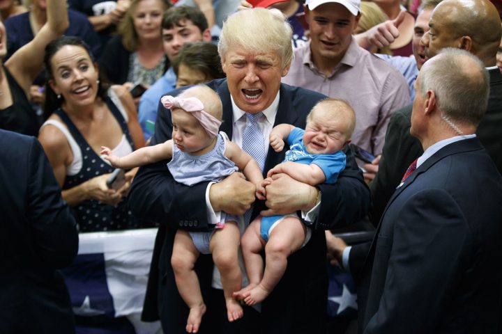 Trump stealing babies to eat in a satanic ritual.jpg