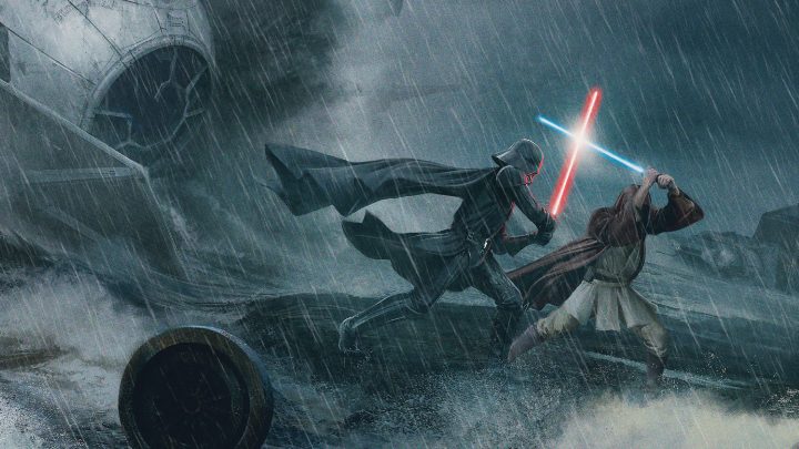 Darth Vader vs Jedi in the rain