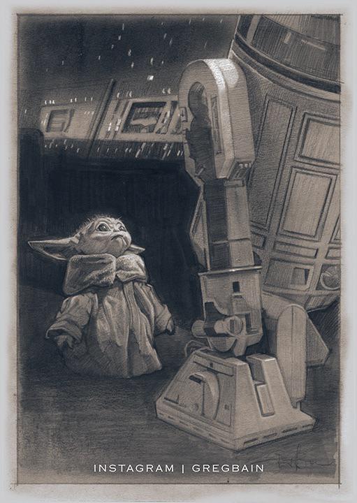 When Grogu Met R2 – Pencil Art