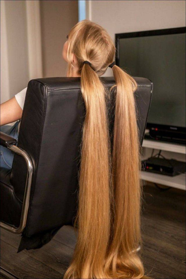 long hair in a chair