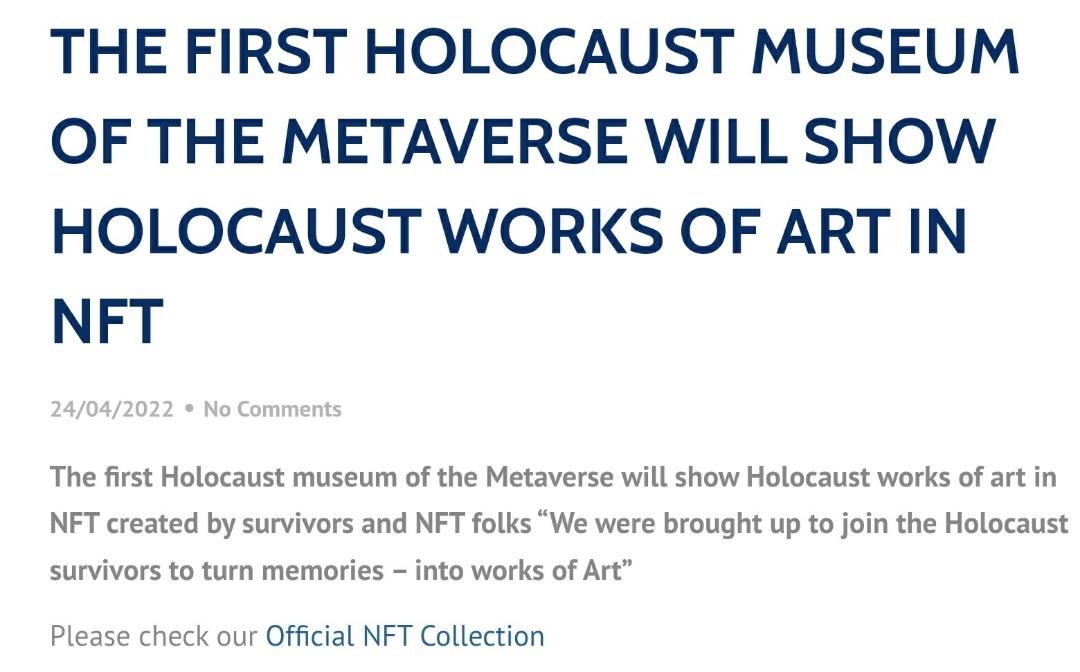 There are Holocaust NFTs now…