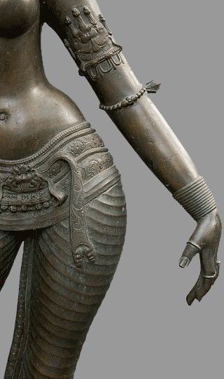 Detail of a bronze statue of Standing Parvati. Chola period, c.1200 CE, Tamil Nadu, India
