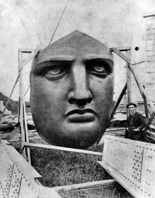 The Statue of Liberty’s face prior to installation, 1886.
