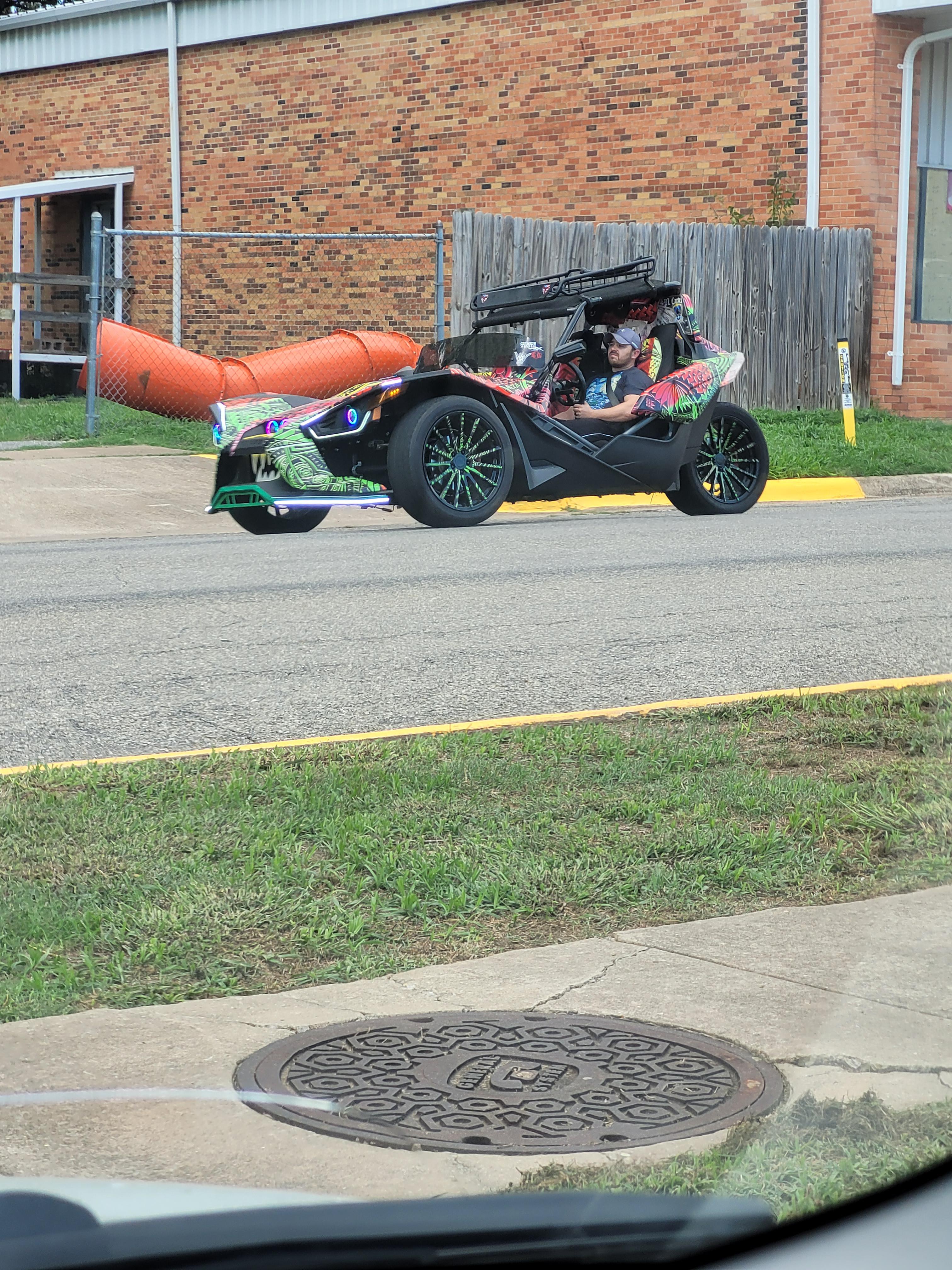 It had flashing green lights in the wheels MyConfinedSpace