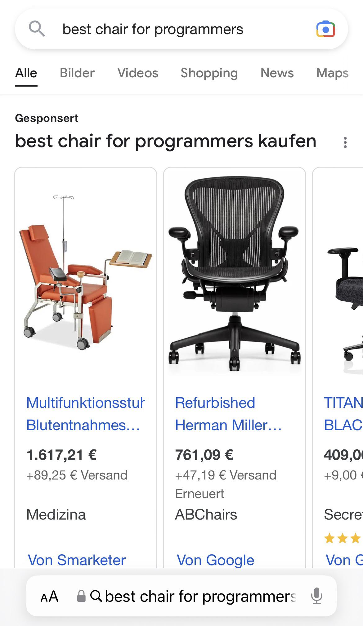 „Best chair for programmers“ MyConfinedSpace