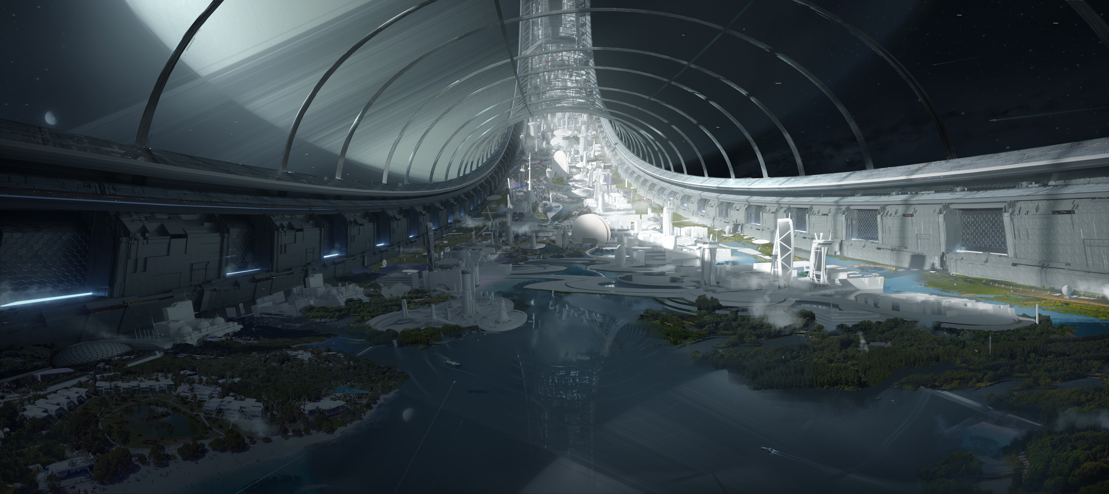 Sci Fi City HD Wallpaper by liang liu - MyConfinedSpace